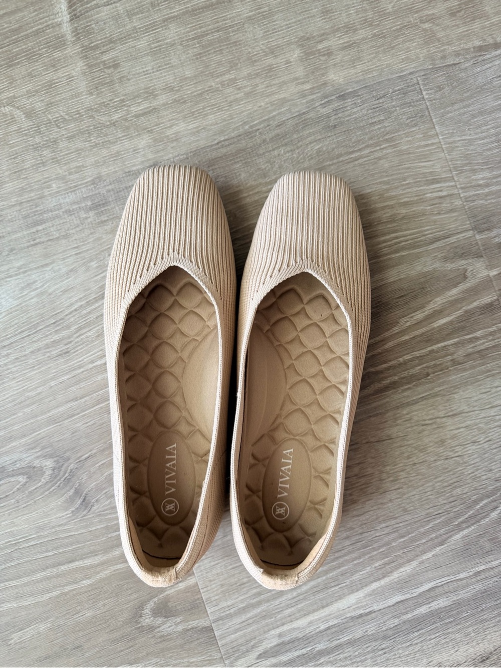 Vivaia Women's Beige Slip-On Ballet Flats - Picture 2 of 4